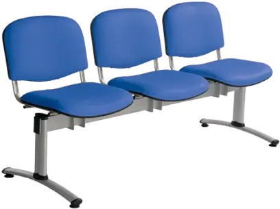 CL - 23, čalouněná lavice do čekárny, 3-sedák, koženka AN - 067 nebeská modrá, kostra stříbrná